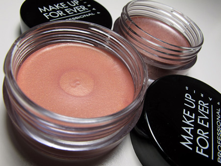 peach makeup. make up for ever aqua cream