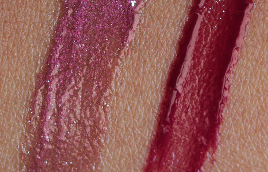 nars holiday 2010 swatches review photos downtown bougainville lip gloss swatches on skin