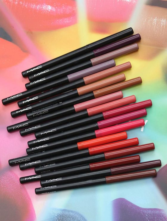 Swatches of the MAC Liptensity Lip Pencils, Available Now in the MAC Permanent Line