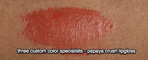 three custom color specialists papaya crush lipgloss wand product swatch