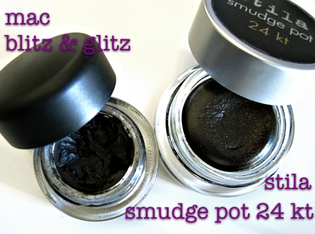 Stila Smudge Pot 24 KT Noir vs Blitz and Glitz Fluidline Makeup and Beauty Blog