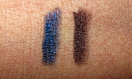 neutrogena nourishing eyeliner review twilight blue and spiced chocolate swatches