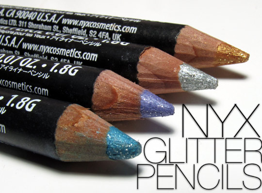 nyx glitter pencil swatches review