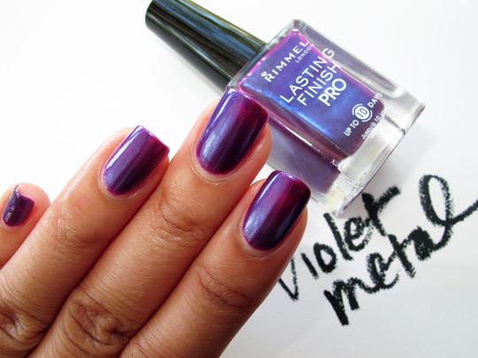 rimmel lasting finish pro polish review swatches violet metal