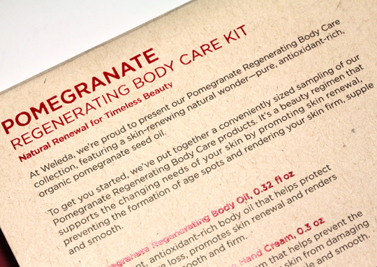 weleda pomegranate regenerating body care kit box