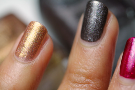 Sonia Kashuk Reach For the Stars Nail Trio Holiday Set swatches gray and gold
