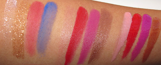 MAC Wonder Woman Swatches pigments lipsticks lipglasses flash NC35