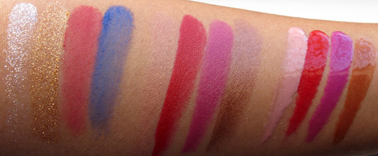 MAC Wonder Woman Swatches pigments lipsticks lipglasses no flash NC35