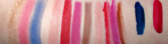 mac wonder woman swatches Pigments lipsticks lipglasses with flash nw20