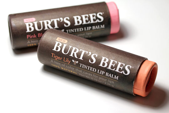 Burts Bees Tinted Lip Balms packaging