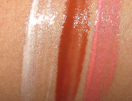 mac surf baby swatches lipglasses
