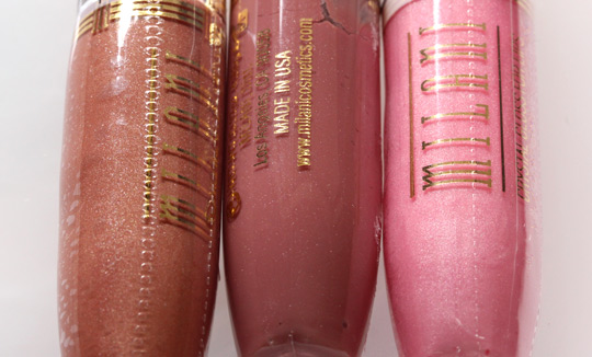 milani crystal gloss for lips in fascination, precious and cotton candy