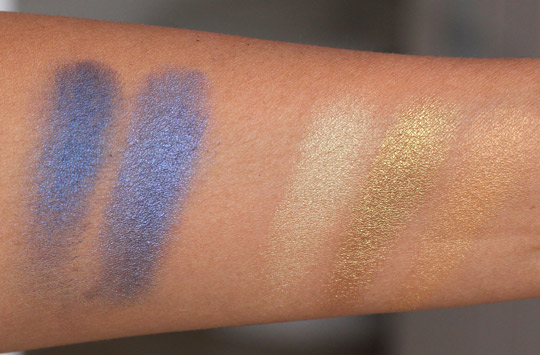 mac old gold naval blue swatches