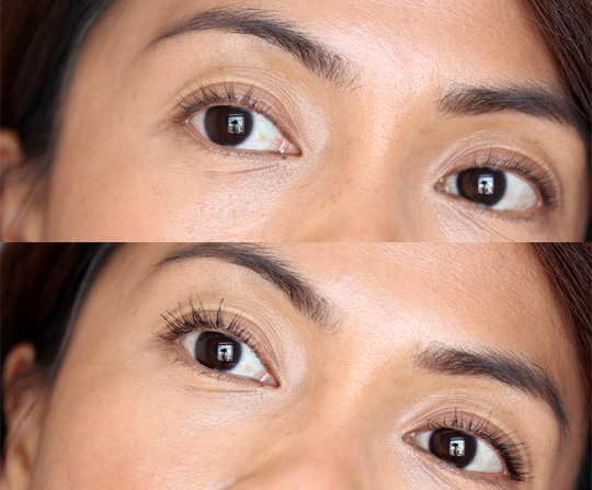 too faced cosmetics lash injection extreme volume tubing mascara before and after