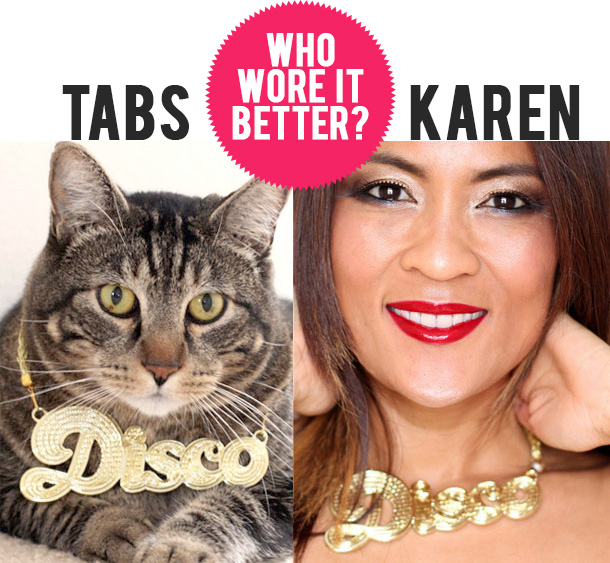 Tabs versus Karen who wore it better disco necklace