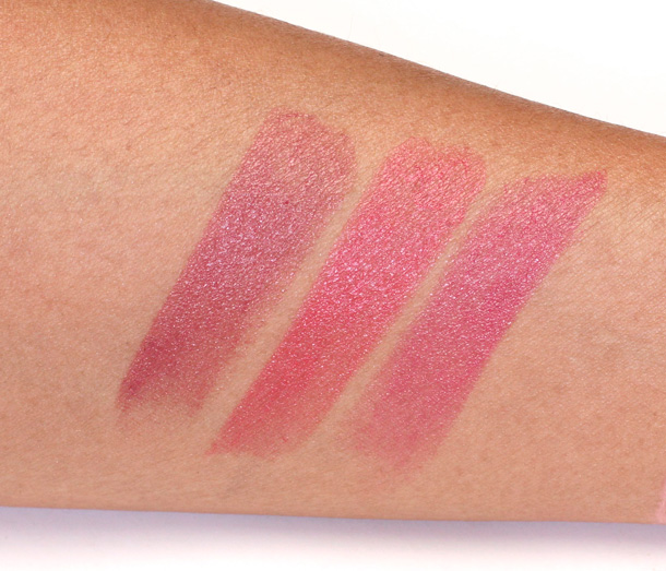 Clarins Rosewood Coral Pink Tropical Pink Rouge Eclat Swatches