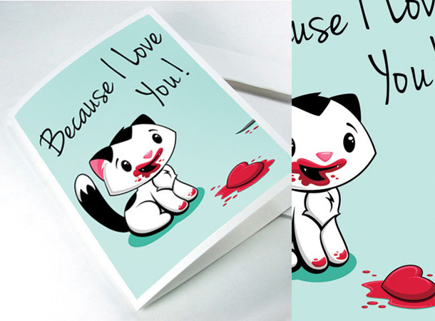 5 Because I Love You Cat and Heart Note Card