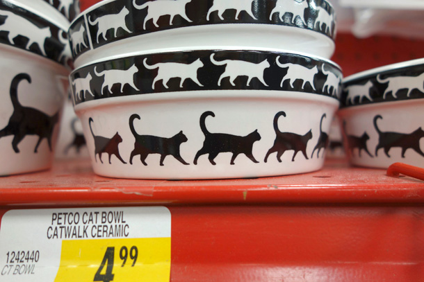 Black and White Ceramic Cat Bowl from Petco