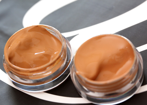 Dolce & Gabbana Perfect Matte Foundation in 144 on the left and 140 on the right