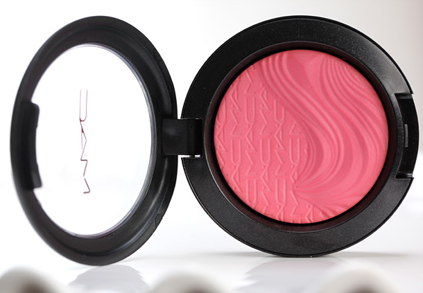 MAC In Extra Dimension Blush in Flaming Chic, a bright bluish pink ($25)