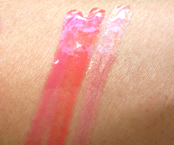 bareMinerals Marvelous Moxie Lipgloss swatches in Hot Shot, Party Starter and Smooth Talker