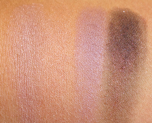 MAC Temperature Rising Eye Shadow X 4 swatches from the left: Performance Art, Temperature Rising, Swelter and Beauty Marked