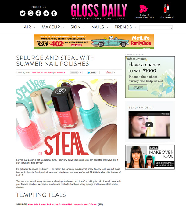 Splurge and Steal With Summer Nail Polishes