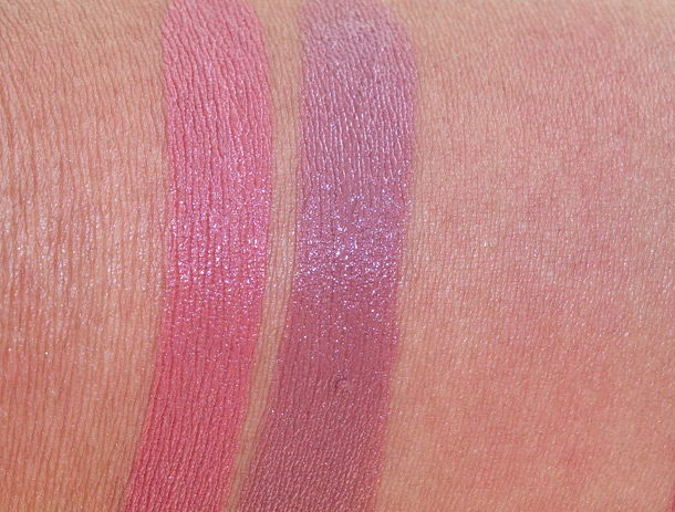 Urban Decay Revolution Lipstick Swatches from the left: Protest and Strip