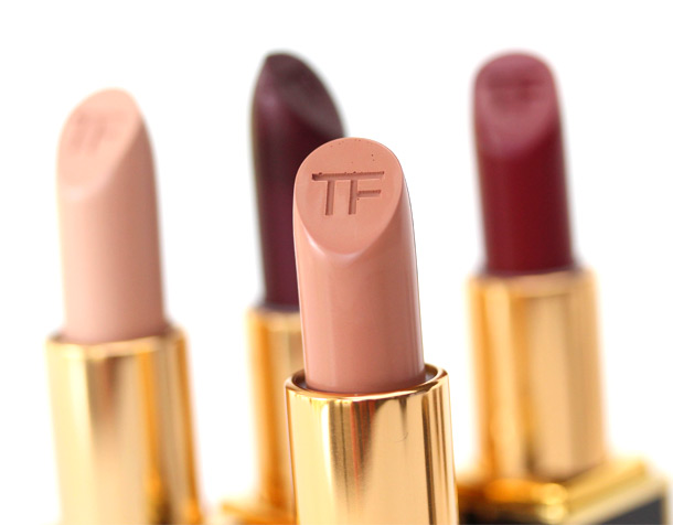 Tom Ford Beauty Lipsticks in Crimson Noir, Bruised Plum, Sable Smoke and  Vanilla Suede