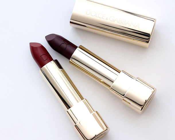 Dolce & Gabbana Lipsticks in Ultra (left) and Amethyst (right)