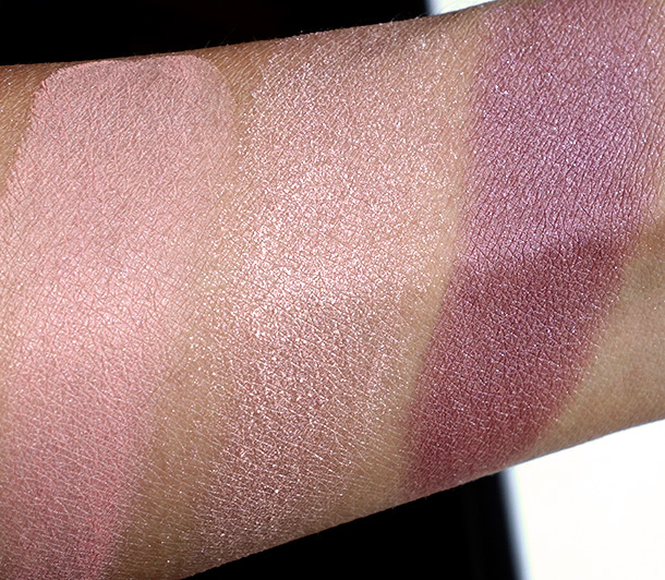 MAC Divine Night Swatches: Mineralize Blushes in Lured to Love, Talk of the Town and Lavish Living
