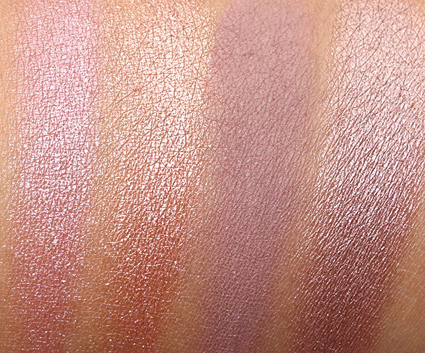 Urban Decay Naked3 swatches from the left: Buzz, Trick, Nooner and Liar