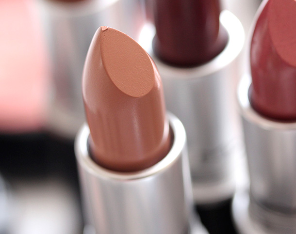 MAC Close Contact Lipstick, a creamy peach with an Amplified finish
