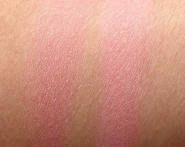 Hourglass Ambient Lighting Blush Swatches in Diffused Heat (left) and Radiant Magenta (right)