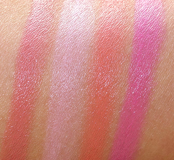 NARS Final Cut Satin Lip Pencil Swatches from the left: Descanso, Stourhead, Torres Del Paine and Villa Lante