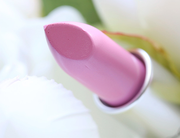 MAC Rose Lily Lipstick, a sheer pastel pink with a Lustre finish