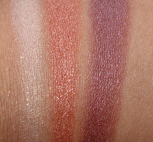 Too Faced A La Mode Eyes Palette swatches from the left: St. Tropez, Cannes and Soleil