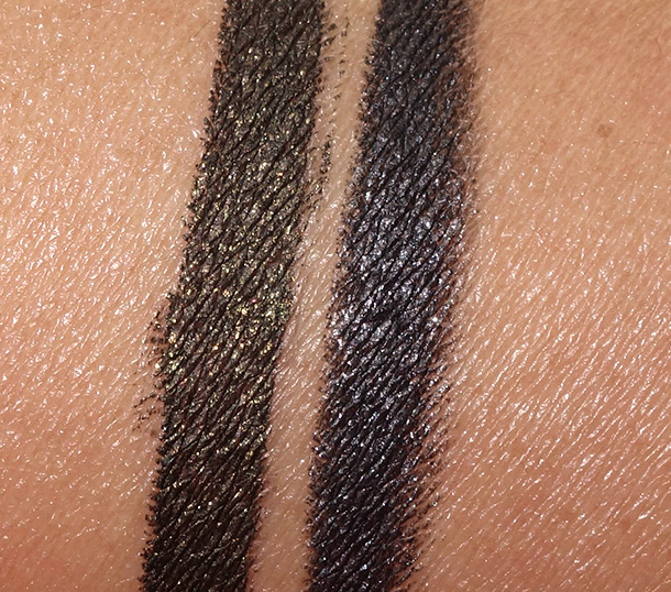 MAC Alluring Aquatic Pearlglide Intense Eye Liners in Black Line (left) and Back Swan (right)