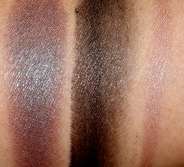 NARS Adult Swim Swatches from the left: Malacca Single Eyeshadow, Baalbek Eye Paint and Iraklion Soft Touch Shadow Pencil