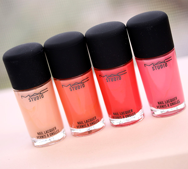MAC Studio Nail Lacquers in Erogenous, Only in Florida, Impassioned and Instant Crush