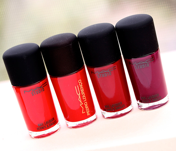 MAC Shirelle, Flaming Rose, Sour Cherry and Rebel