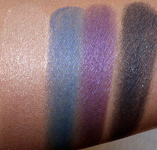 MAC Electric Cool Eye Shadows in Gilded Thrill, Switch to Blue, Highly Charged and Blacklit