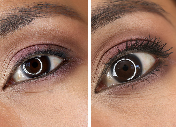 Rouge Bunny Rouge Witchery Modelling Mascara before (left) and after two coats (right)