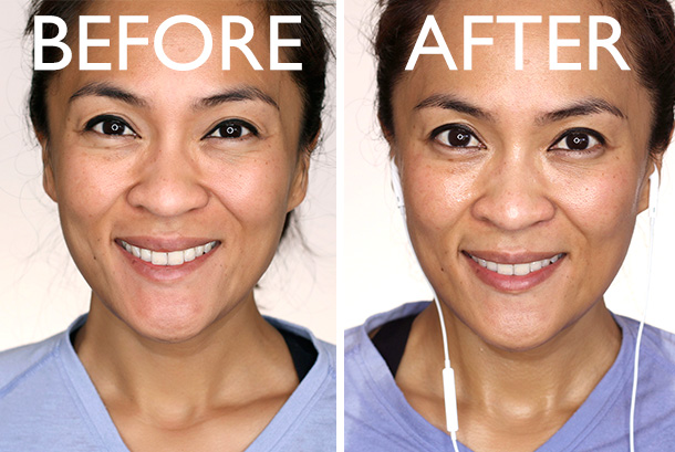 Hourglass 1.5 MM Mechanical Gel Eye Liner before a workout and after