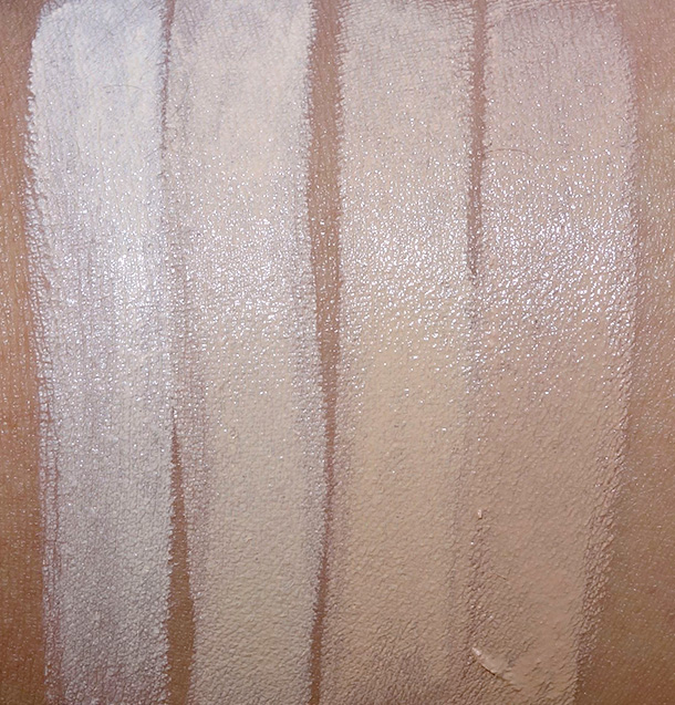 MAC Matchmaster Concealer Swatches from the left: 1.0, 1.5, 2.0 and 3.0