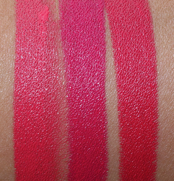NARS Swatches from the left: Kelly, Greta and Grace