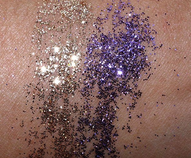 MAC Heirloom Mix Glitters in Reflects Antique Gold (left) and Amethyst (right)