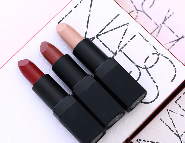 NARS Laced With Edge Holiday Collection Hardwired Lipsticks from the left: Deadly Catch, Femme Fleur and Adriatic
