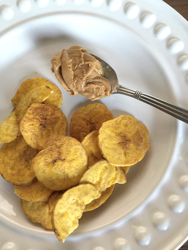Trader Joe's Roasted Plantain Chips and Peanut Butter