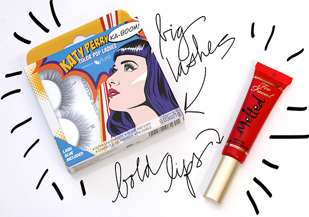 Katy Perry Color Pop Lashes and Too Face Melted Liquified Lipstick in Strawberry